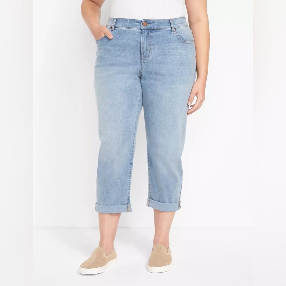 NWT Lane Bryant Signature Fit Boyfriend Capri Jeans Mid Rise Light Wash Size 22